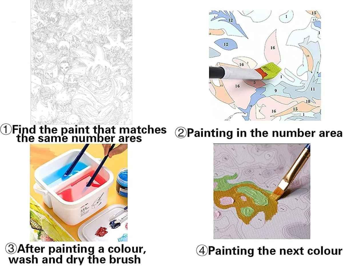 ZPPLD Pintar por números, anime pintura por números, pintura por números adultos, pintura por números para adultos, con pincel de pigmento acrílico, dibujo 40 x 50 cm (D)