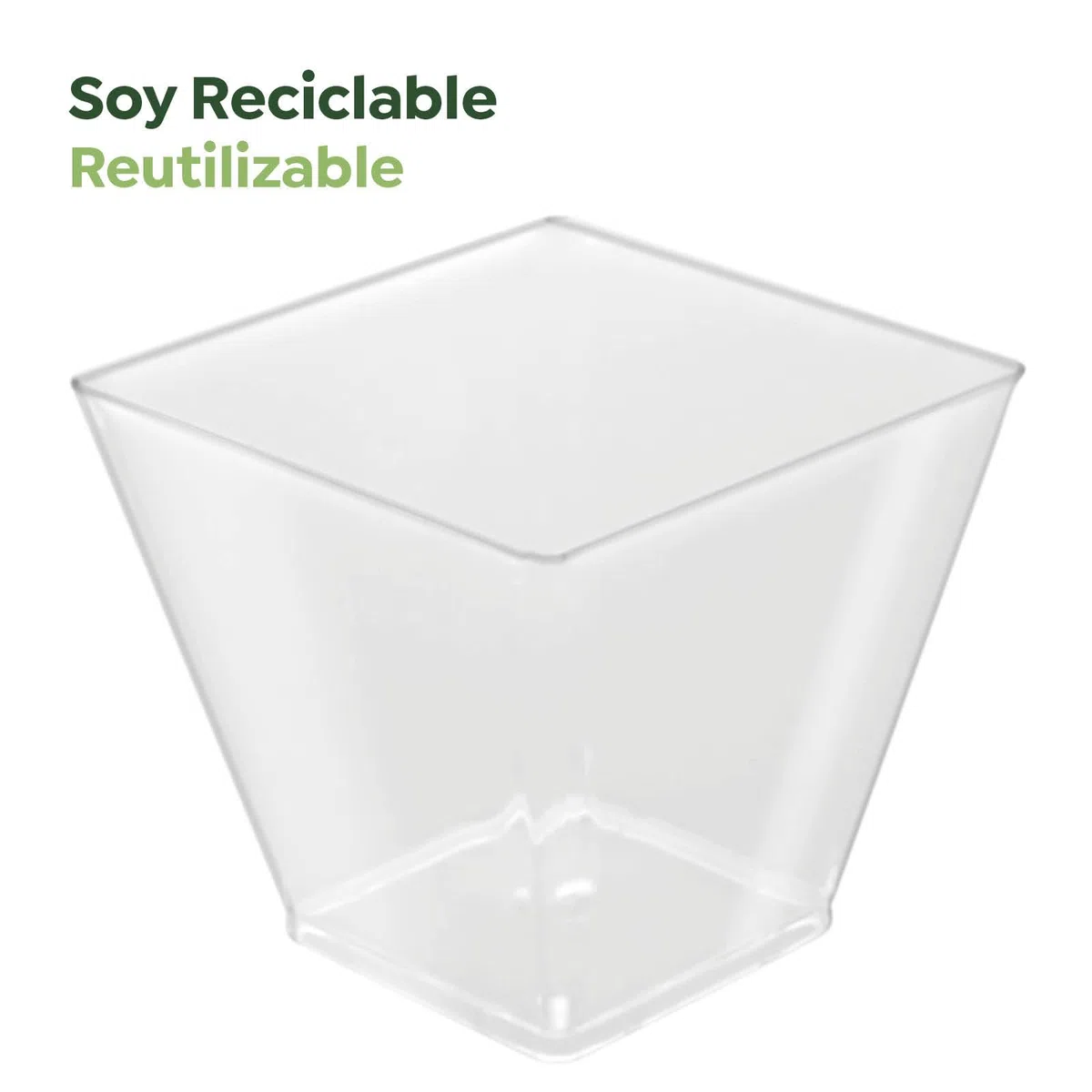 Horeca Collection - 50 Uds Bol Cuadrado Transparente 120 cc - 5,8 x 5,3 cm - Vasitos Aperitivos Plastico - Vasitos para Postres - Catering - Cuencos - Vasos - Finger Food