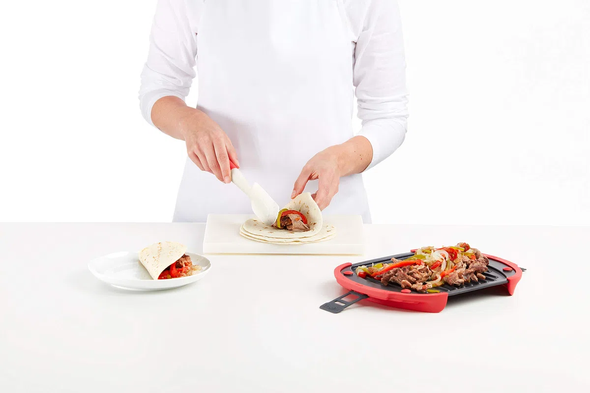 Lékué Parrilla/Grill especial para cocinar en microondas, Rojo/Negro, formato XL