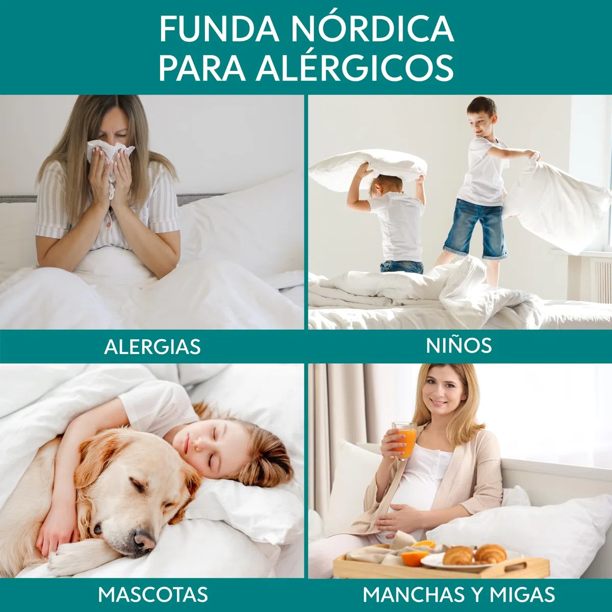 Dreamzie - Juego de 2 Funda de Almohada Antiacaros - Protector Almohada 50x70 cm - Funda Antiacaros Transpirables y Lavables a 95°C