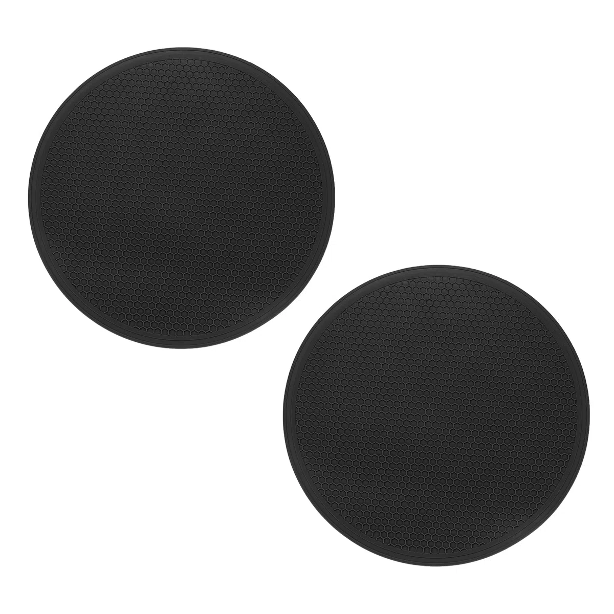 QUARKZMAN 2 Piezas De Alfombrillas De Silicona para Ollas Calientes 30 cm De Diámetro Redondas Antideslizantes para Ollas Y Sartenes Calientes Resistentes Al Calor De Cocina Negro