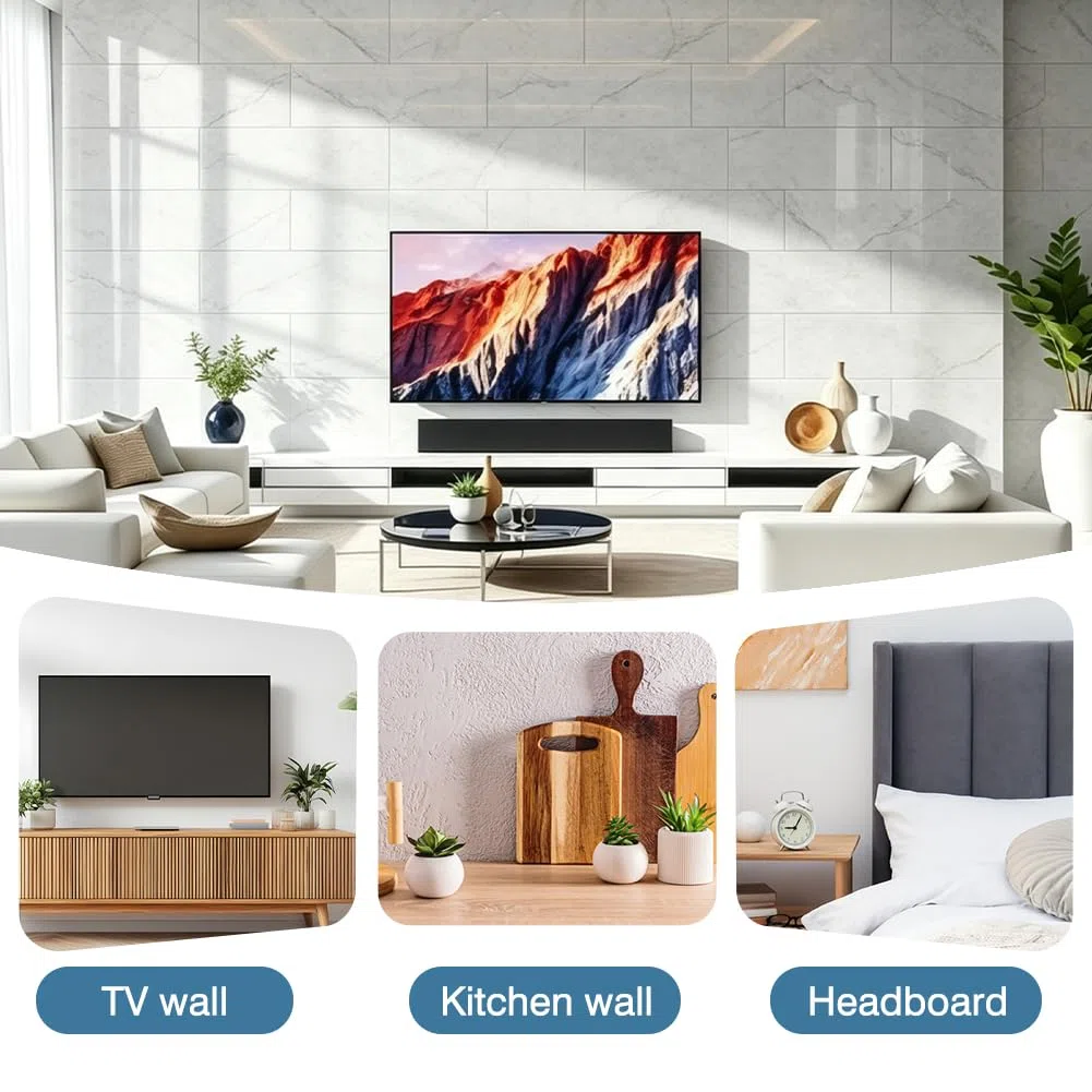 10 unidades de vinilo adhesivo para azulejos con aspecto de mármol, 60x30 cm. Autoadhesivo, resistente al agua, paneles de pared con aspecto de piedra para cocina y baño, protección contra