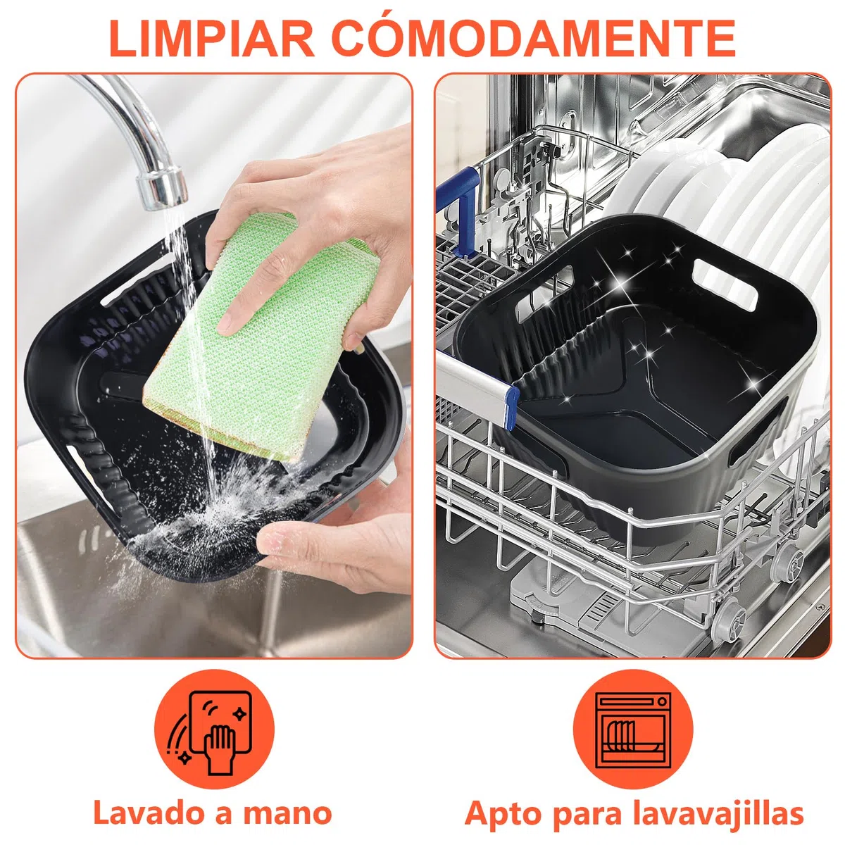 20CM Molde Silicona Freidora de Aire, 2PCS Cuadrado Accesorios Freidoras de Aire para COSORI 4,7L, Cecotec 5,5L, Moulinex 5L, Reutilizable Accesorios Freidora sin Aceite en lugar de Papel de Horno