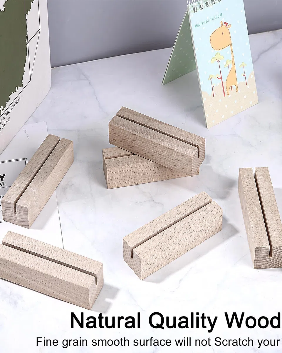 20 Piezas Soportes para Tarjetas de Madera, para números de mesa, para fotos, Rectangular para Visita Boda Banquete Celebración Fiesta