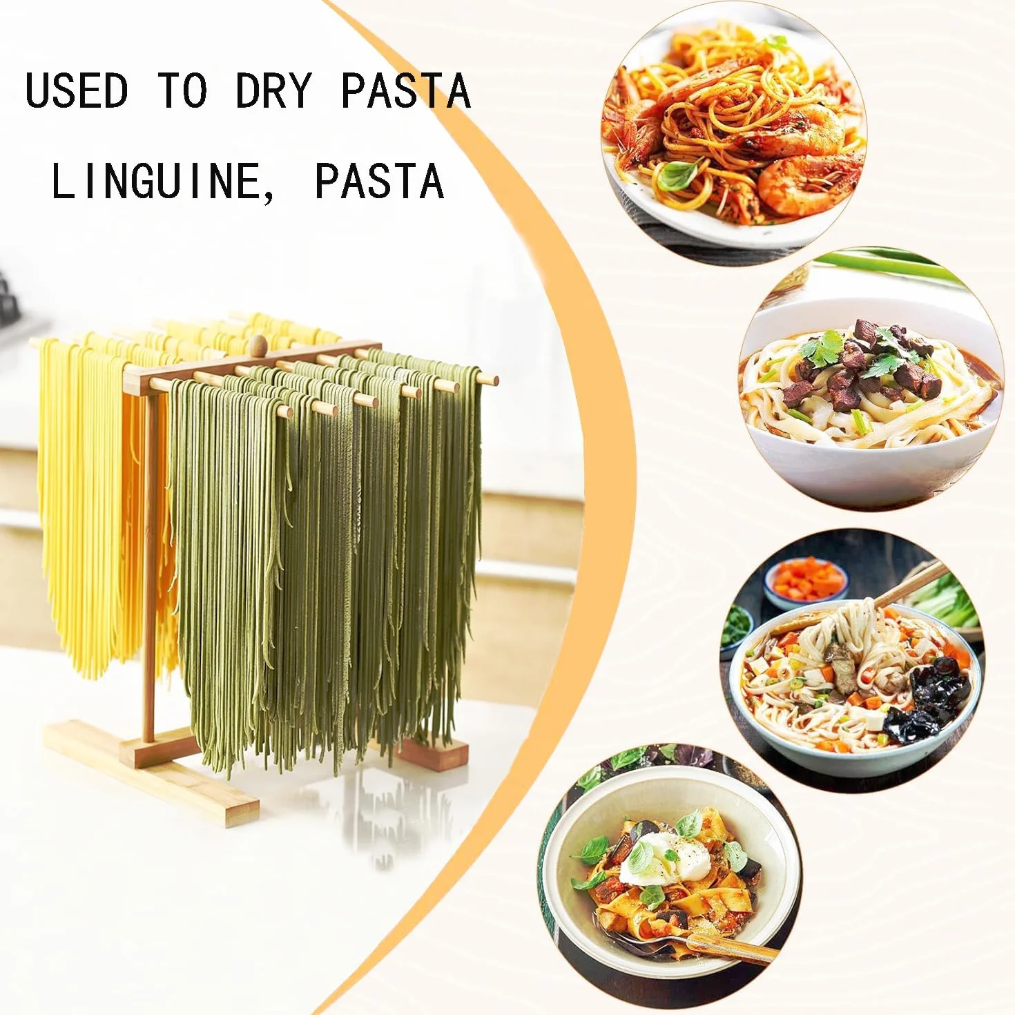 Soporte para Pasta Fresca con 12 Varillas，Secador De Pasta, Secador Pasta Fresca,para Pasta Y Fideos,Pasta Fresca，Fácil de Limpiar, Ahorrar Espacio