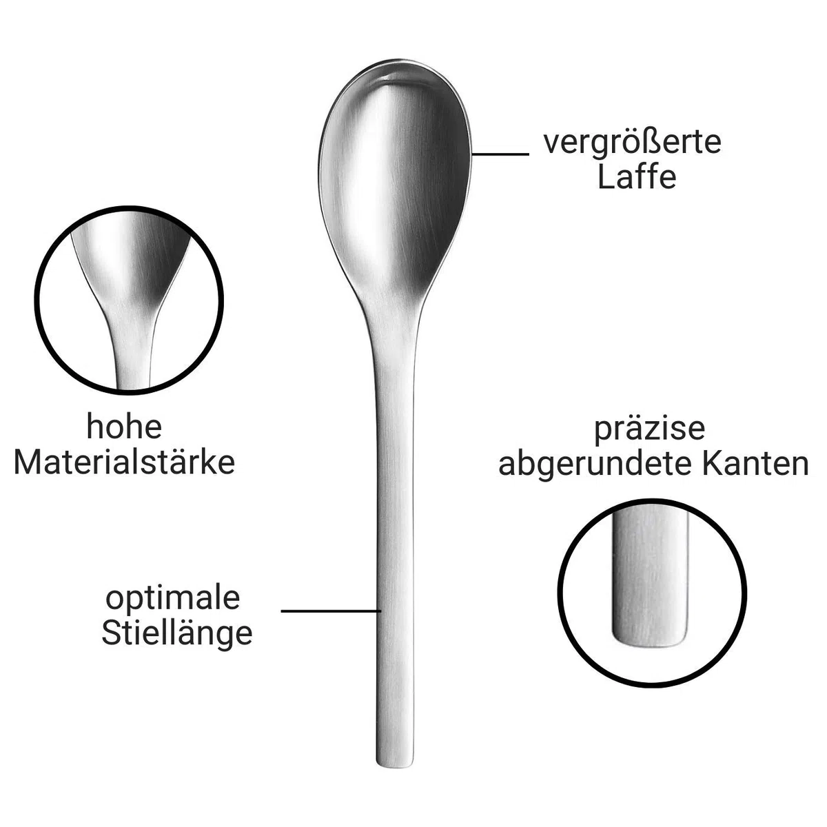 Cuchara Puresigns One extra para cereales, 16,50 cm, Acero Inoxidable Mate Plateado, 2 unidades