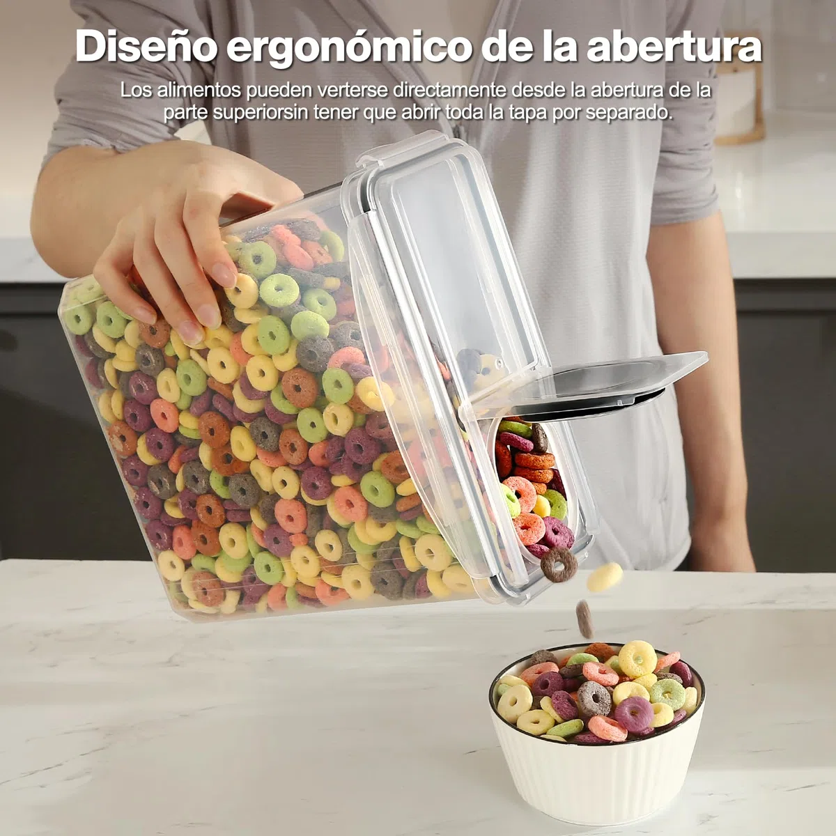 YASHE Botes Cocina Almacenaje Juego de 3 Piezas (3.7L), Recipientes Herméticos para Alimentos con Tapa Sin BPA, Recipientes de Almacenamiento Cocina para Almacenar Cereales, Pasta, Granos