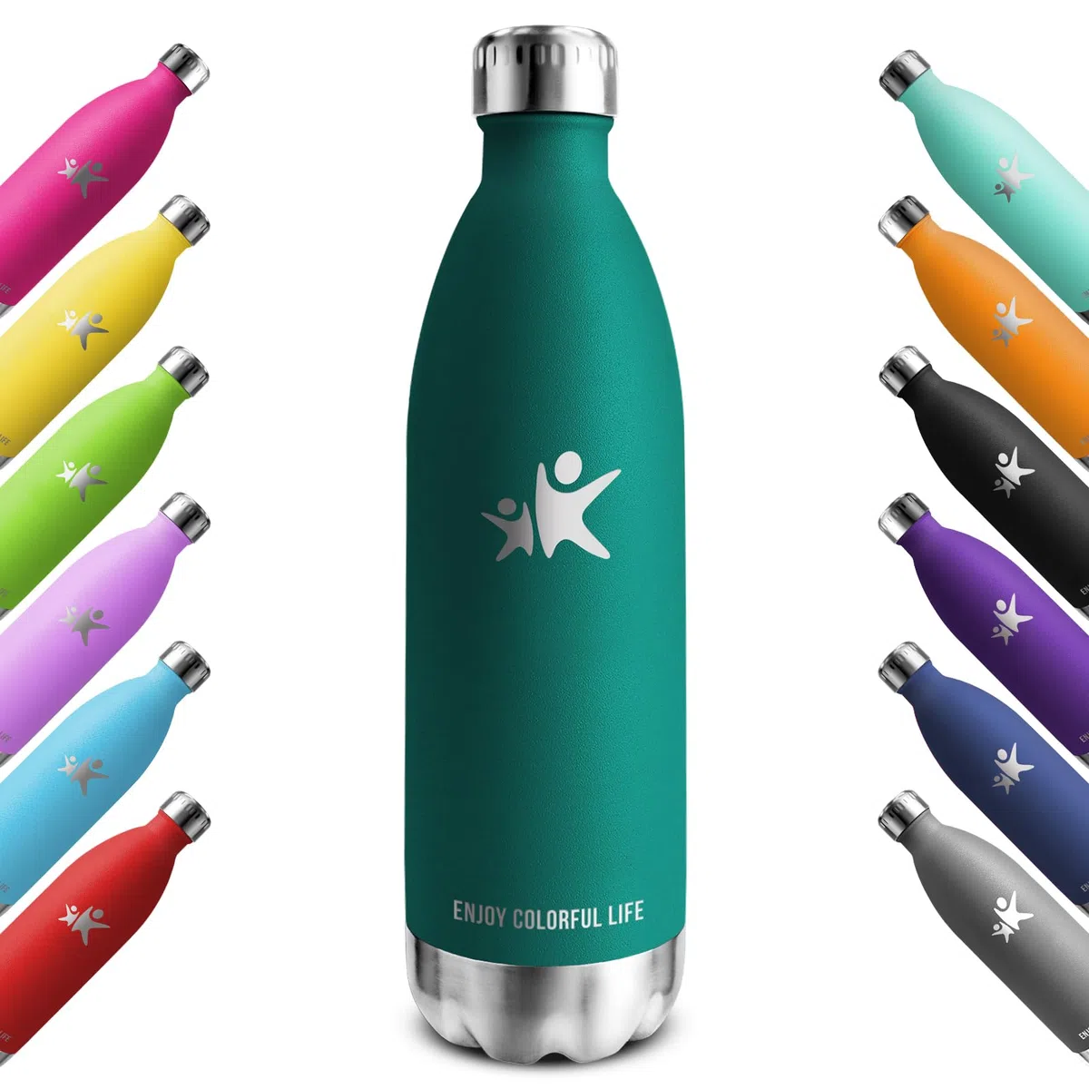 KollyKolla Botella Termica 1 litro, Botella Agua Acero Inoxidable, Termo Sin BPA, Cantimplora Termica Reutilizable, Mantener Bebida 12H Caliente/24 Frío, para Niños, Adultos, Deporte, Escuela, Oficina