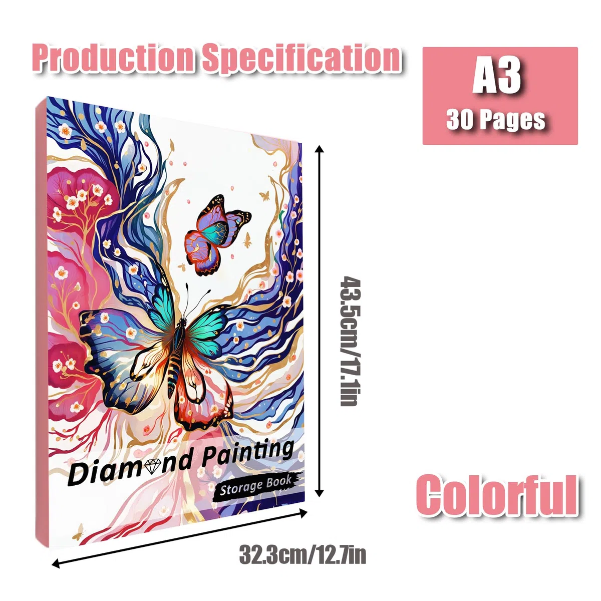 Álbum de Fotos A3 de Pinturas de Diamantes, Carpeta de Almacenamiento para Trabajos de Acabado, Portafolios de Arte de Diamantes (Rosa), 30 Páginas