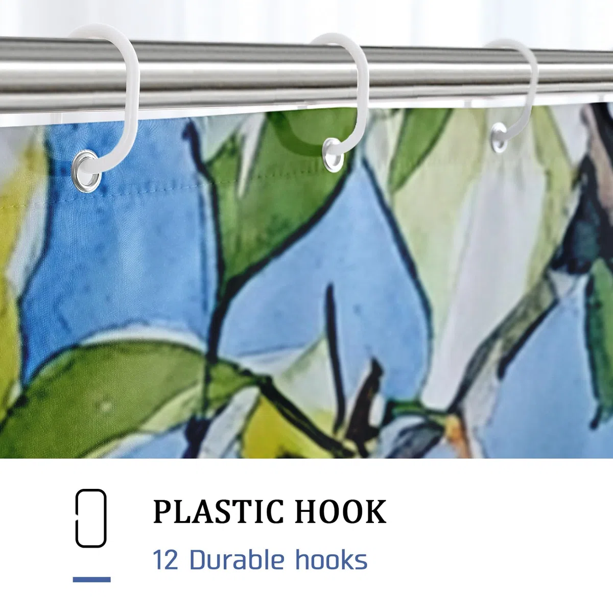Cortina de ducha de limón, cortina de ducha de acuarela amarilla cítrica para decoración de baño, estilo moderno costero, cortina de ducha de tela impermeable con ganchos, 72 x 78 pulgadas