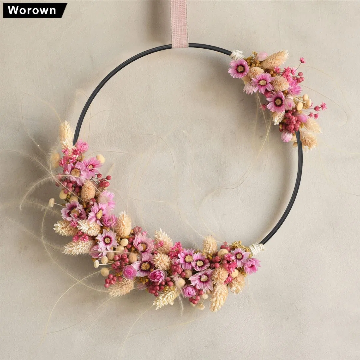 Worown 6 aros de corona floral de 30 cm, anillos de metal negro para hacer coronas de boda y manualidades colgantes de pared
