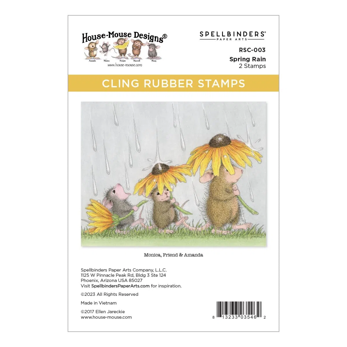 Spellbinders Spring Rain by House - Sello de goma, diseño de ratón, color rojo