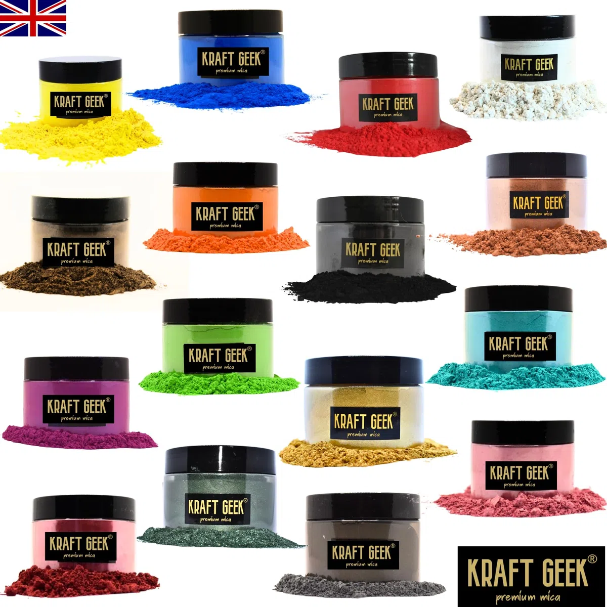 KRAFT GEEK Polvo de Mica Premium Negro Azabache 50g. Tinte en polvo para pigmentos de resina epoxi, colorantes de jabón natural, velas, limo, bombas de baño, maquillaje, uñas, telas, tintes para telas