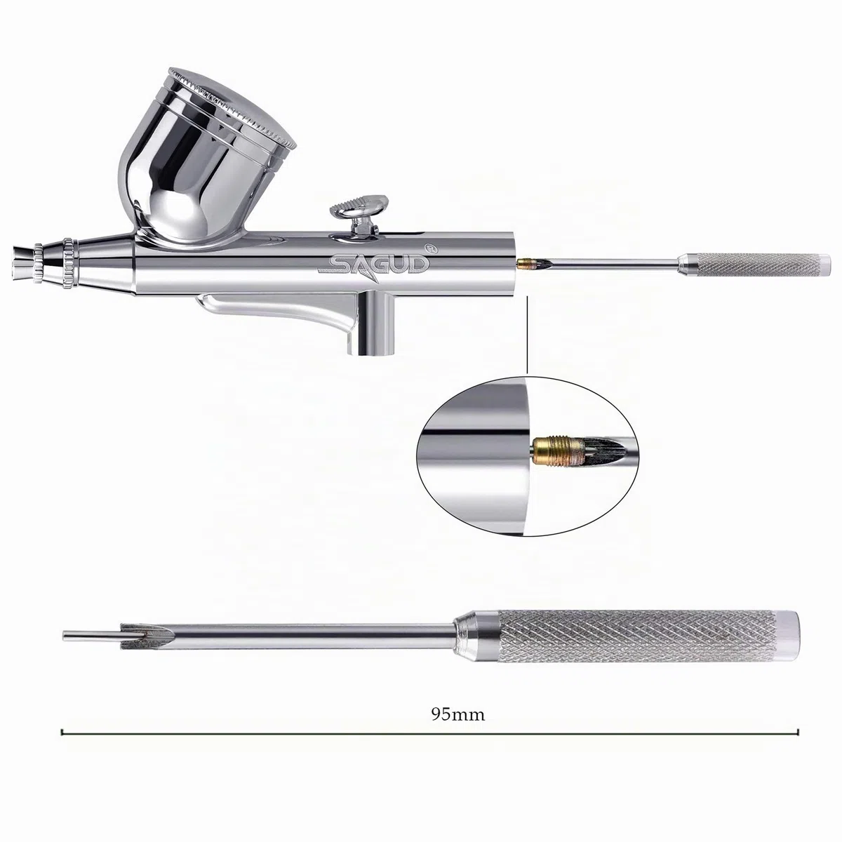 Kit de Limpieza de aerografo con cepillos de Limpieza, Agujas de Cepillo de Lavado, aerógrafo, Recipiente de Limpieza de Vidrio y Soporte