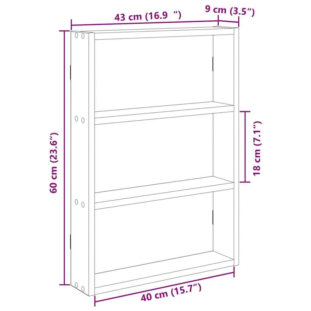 vidaXL Estantería de Pared Madera ingeniería Roble Sonoma 43x9x60 cm, estantería Flotante, estantería montada en la Pared, estantería de Pared