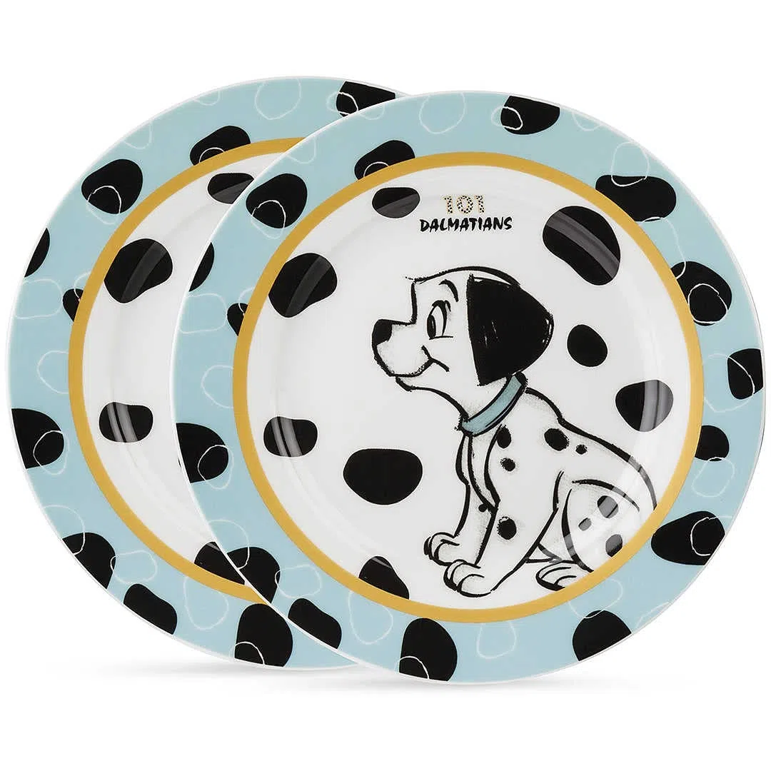 Egan - Juego de 2 platos de porcelana azul cielo d. 19 cm. La carga de los 101 Disney