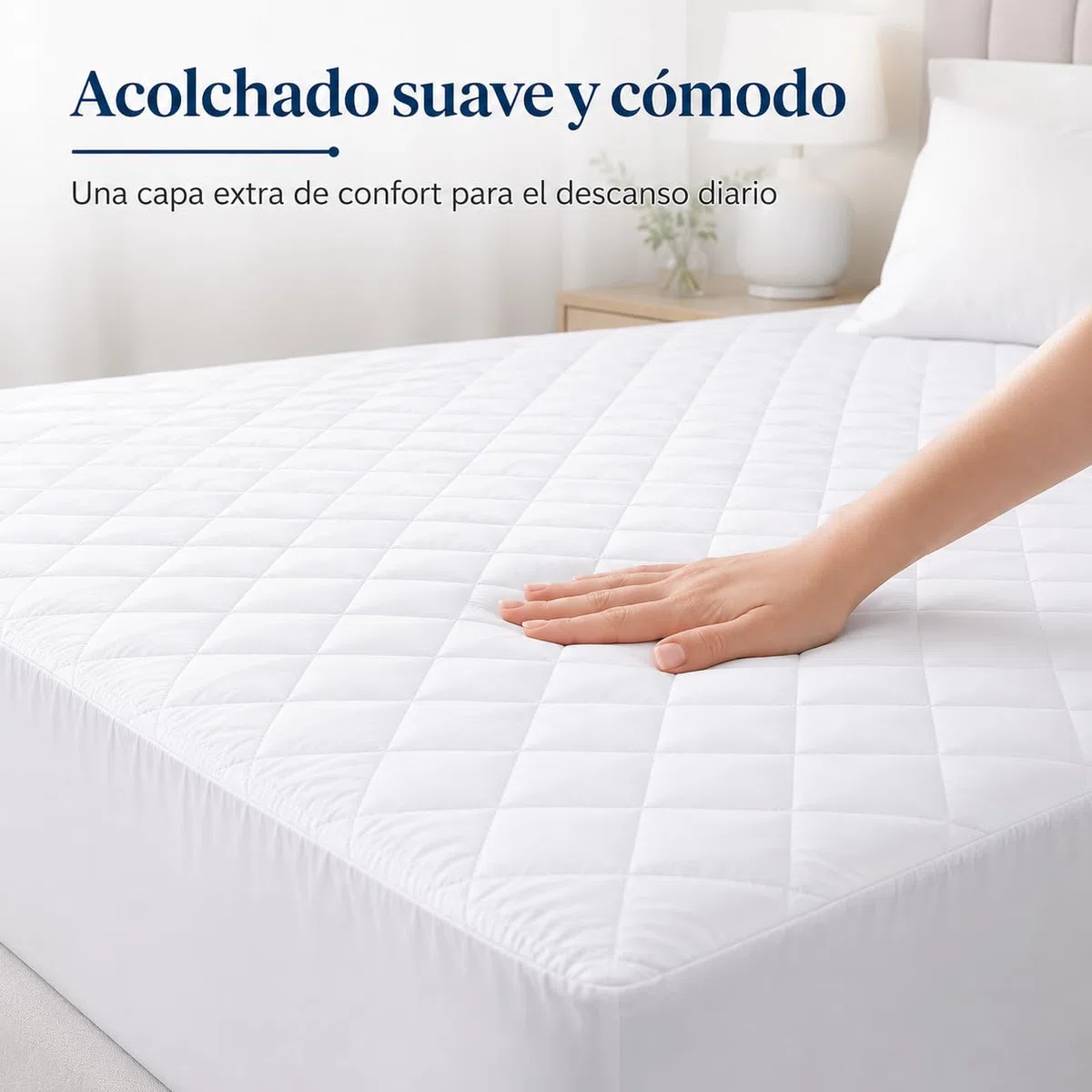 Protector Colchón Acolchado Impermeable 180x190/200 cm, Cubrecolchón con Relleno de Fibra, Transpirable, Silencioso y Ajustable hasta 30 cm, Suave, Antiácaros y Lavable