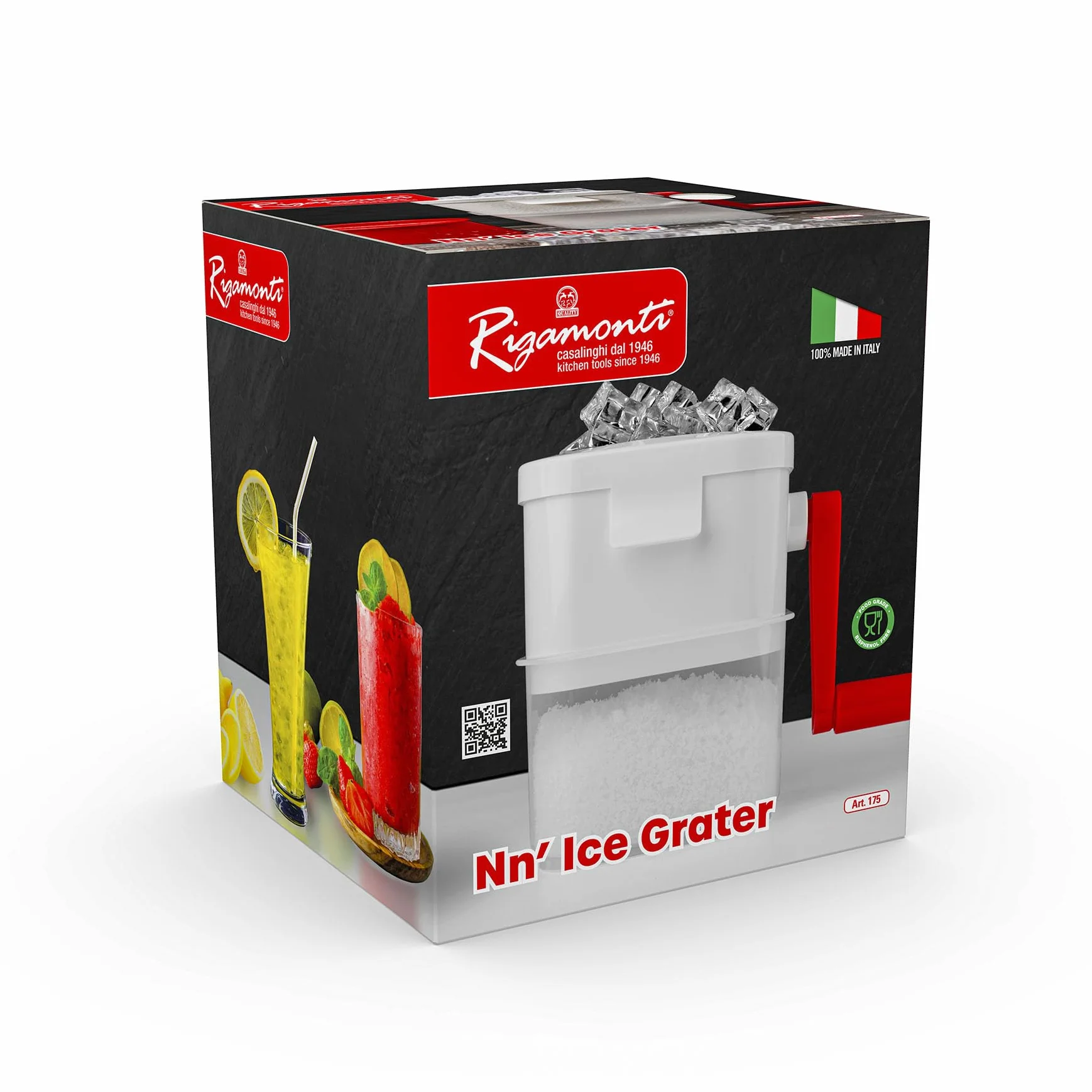 Rigamonti Trituradora de Hielo N'ice Grater», Molinillo Manual de Hielo y Granita, fácil de Usar y Limpiar, cócteles y postres, Caja Individual