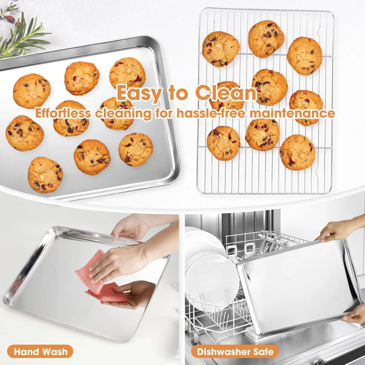 VINATO Bandeja Horno con Rejilla Acero Inoxidable - Set Bandeja Horno Universal 40x31 cm & Rejilla Enfriamiento, Bandejas Horno Inox, Fuente Para Horno, Lavavajillas