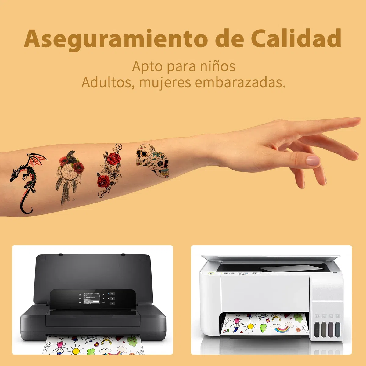 Papel imprimible para transferir tatuajes temporales para impresoras láser y de inyección de tinta,Tatuajes personalizados DIY Pegatinas Tamaño A4 1 pack: 15 papeles (Transparente)