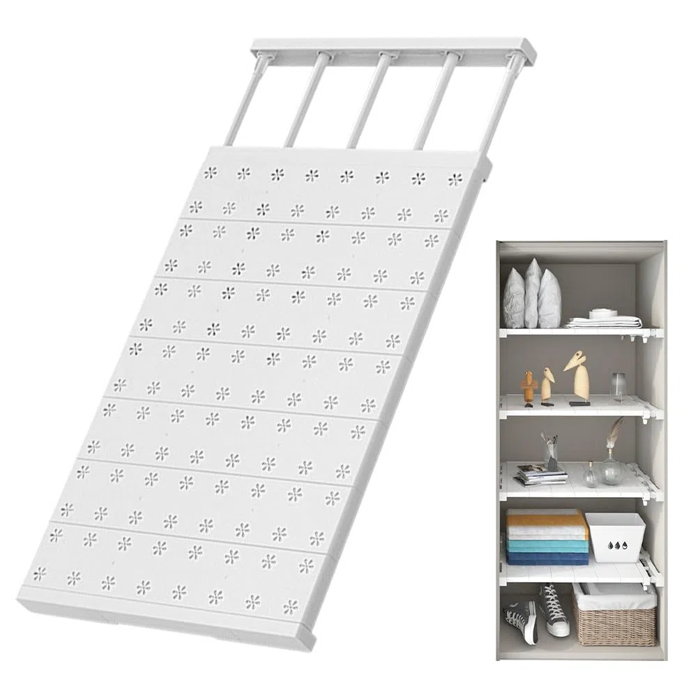 Estantería extensible, estantería para armario, estantería ajustable de 24 cm de ancho, estantes ampliables, estante de armario, separador de estantes para cocina, baño