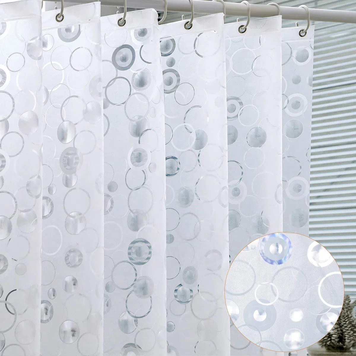 Cortina de Ducha con Forro Antibacteriano con imanes, Resistente al Moho y Repelente al Agua para el baño, Resistente Forro de Ducha Libre de PVC, Cortinas de baño de 182,88 x 182,88 cm