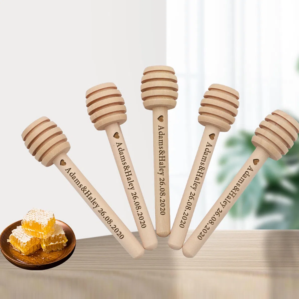 Cuchara De Miel De Madera Personalizada, Varilla De Miel De Madera con Nombre Personalizado, Palitos De Miel Grabados, Barra De Miel De Madera Personalizada(30pcs,8cm)