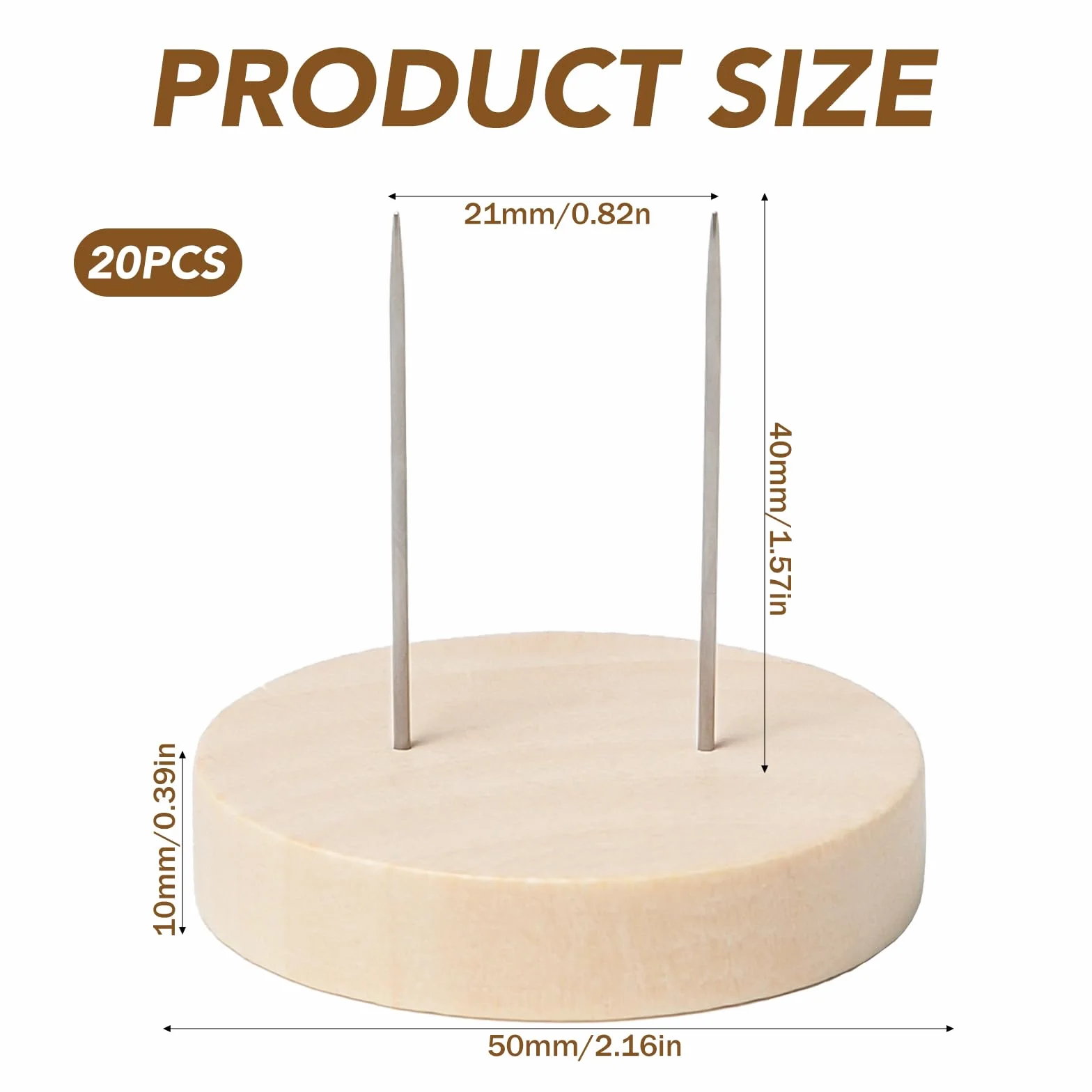 20 Piezas Soporte para Muñecas de Ganchillo de Madera Base para Muñecas de Fieltro 5 cm con Doble Aguja de Acero Soporte de Exhibición Madera para Muñeca Ganchillo Hecho a Mano Muñeco Fieltro