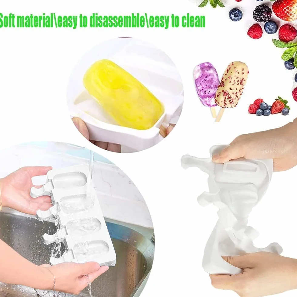3 Moldes Para Helados con tapa, Molde de silicona para helado, Incluye 100 palitos de helado 100 bolsas para envolver, 100 cintas y 100 pegatinas, para helados congelados para hacer tú mismo