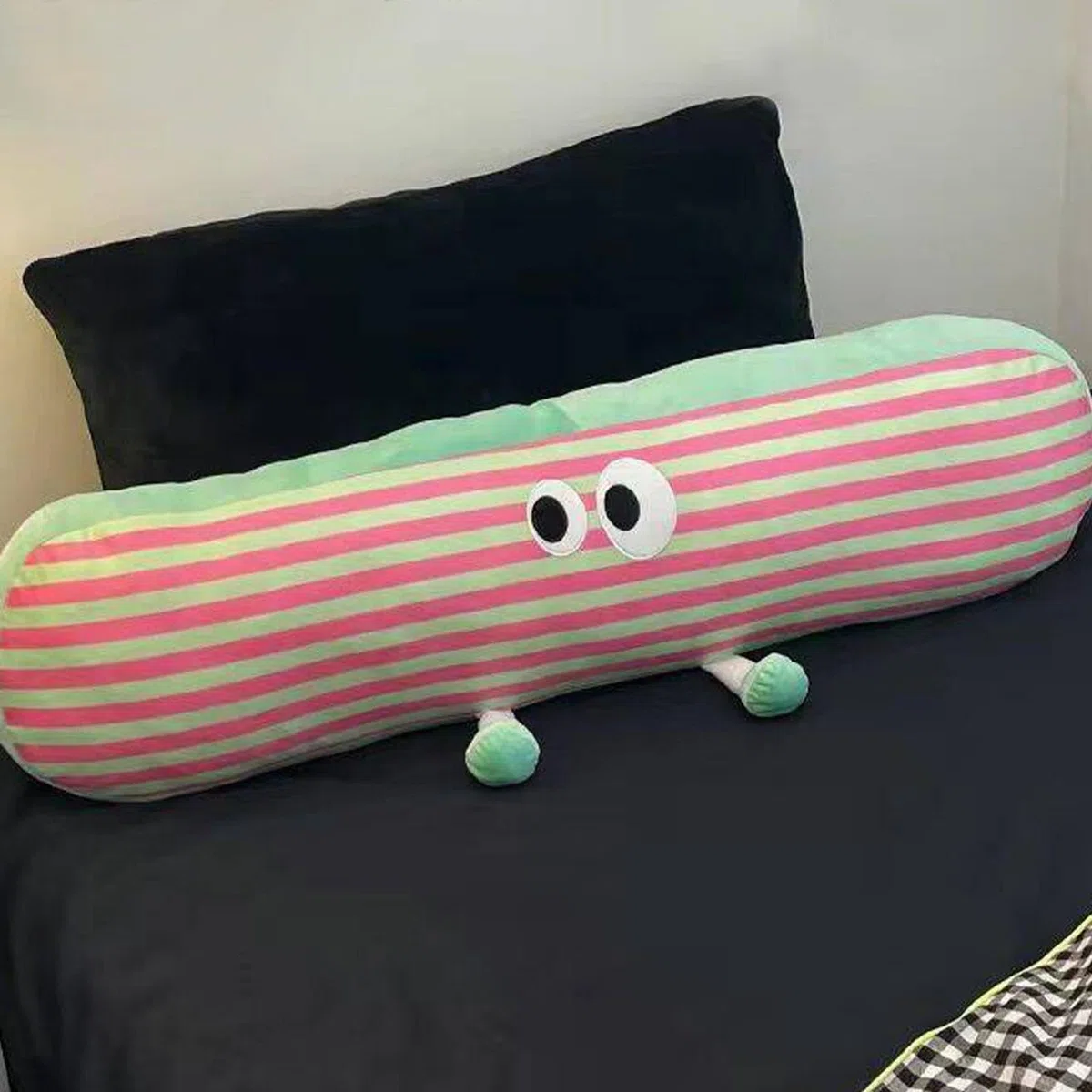 Almohada de cuerpo completo, almohada larga para decoración de cama - Linda almohada para abrazar a rayas de 35,43 pulgadas,Almohadas suaves y cómodas para dormir, cojín lumbar decorativo con funda ex