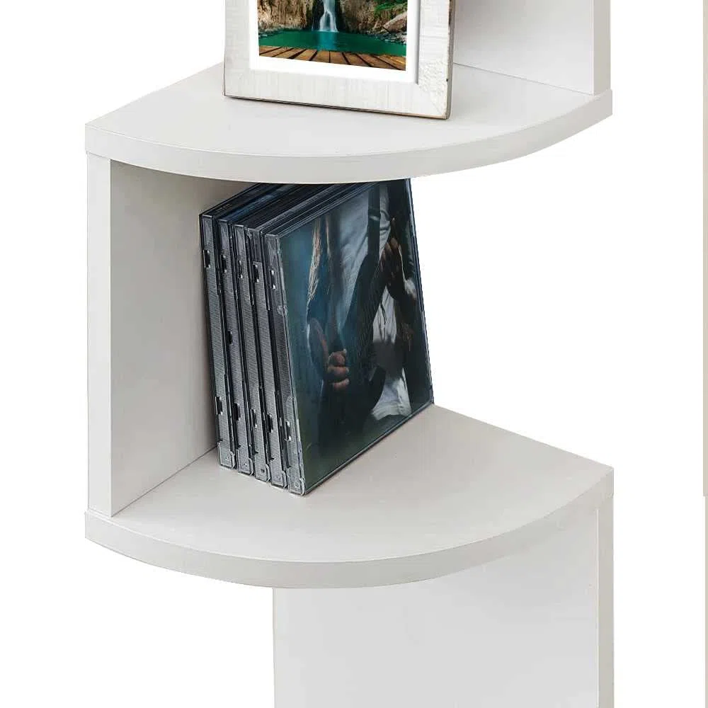 OcioDual Estantería de Esquina con Montaje en Pared, Esquinera de 5 Niveles, Diseño en Zigzag, para Plantas, Dormitorio, Sala de Estar, Baño, Oficina, Casa 20x20x122cm Blanca