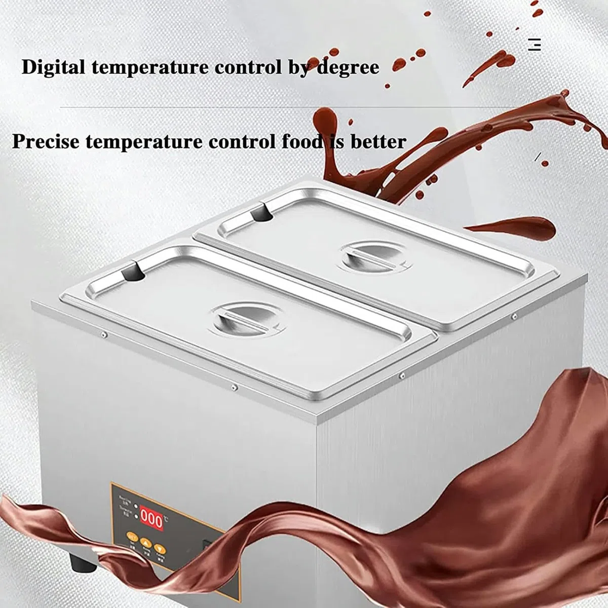 Fuente eléctrica de chocolate con control digital de temperatura, uso comercial