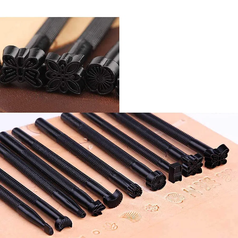 Juego de 20 herramientas de estampado de cuero de diferentes formas para hacer sillines, herramientas de tallado para manualidades de cuero