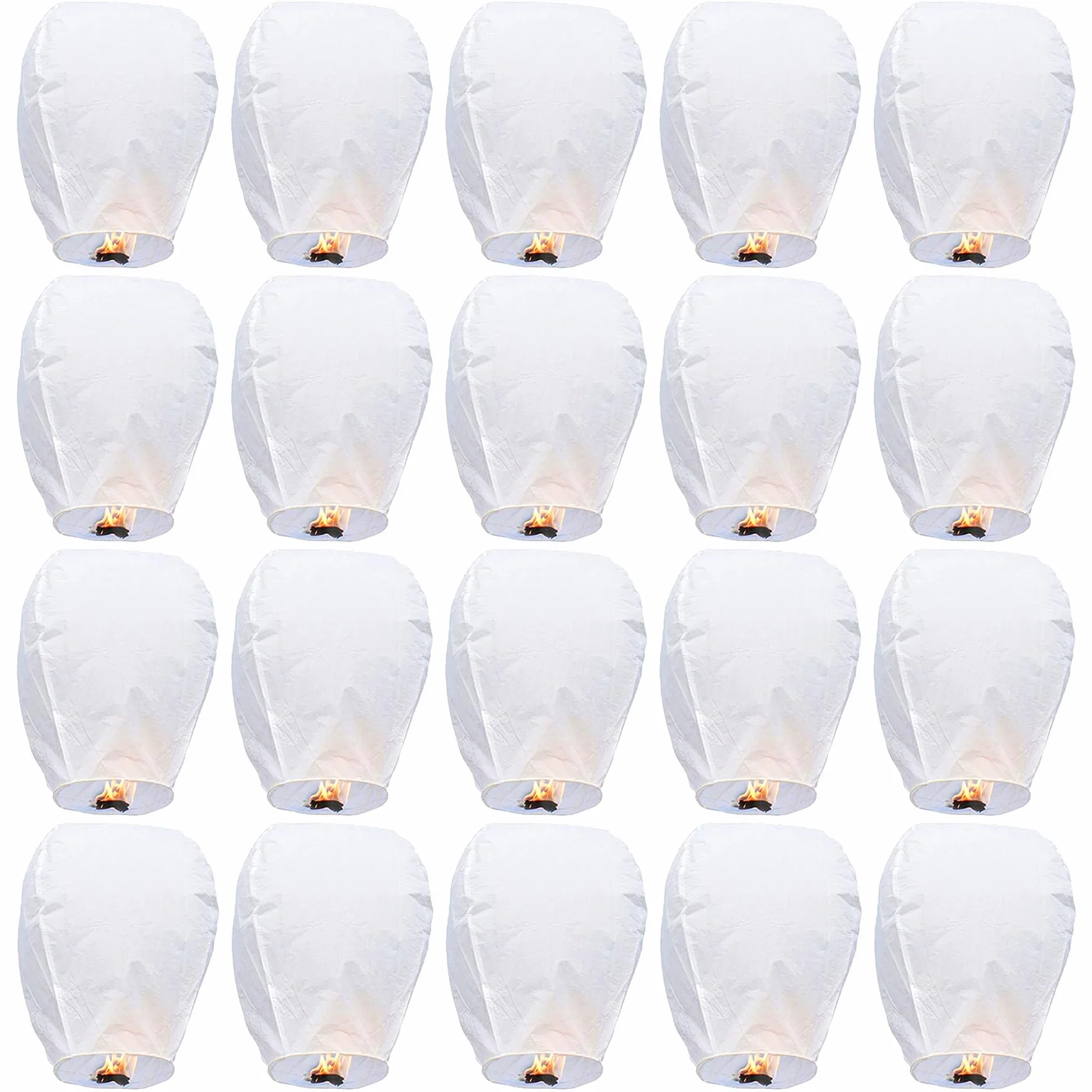 20 Pack Blanco Linternas Chinas del Cielo, Linternas de Papel Voladoras, Farolillos Voladores, Luces Brillantes Voladoras de Estilo Tradicional, Utilizadas para Cumpleaños, Bodas, Fiestas,San Valentín
