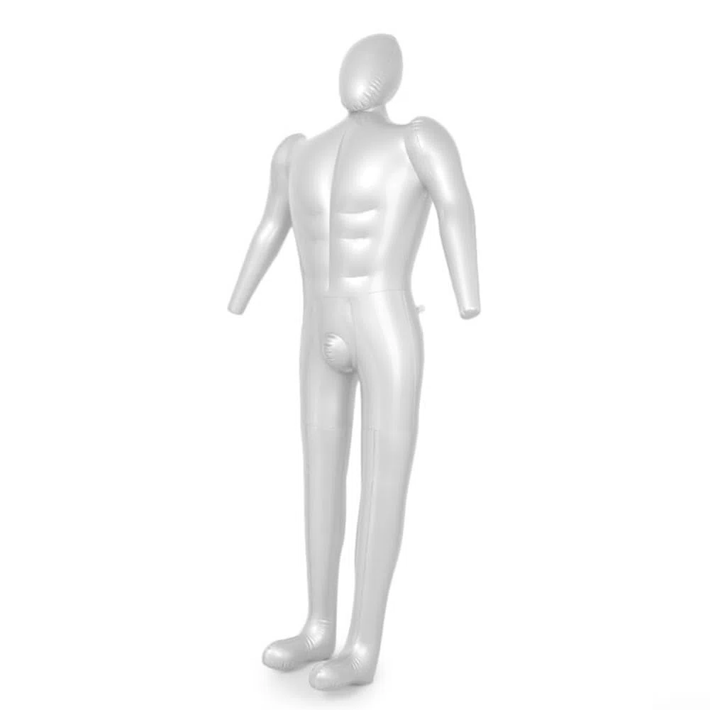 Maniquí hinchable para hombre, cuerpo completo, PVC, modelo plateado, 168 cm de altura con hombros, pecho, cintura, cadera, para tienda, escaparate, exposiciones, ferias, viajes, museos