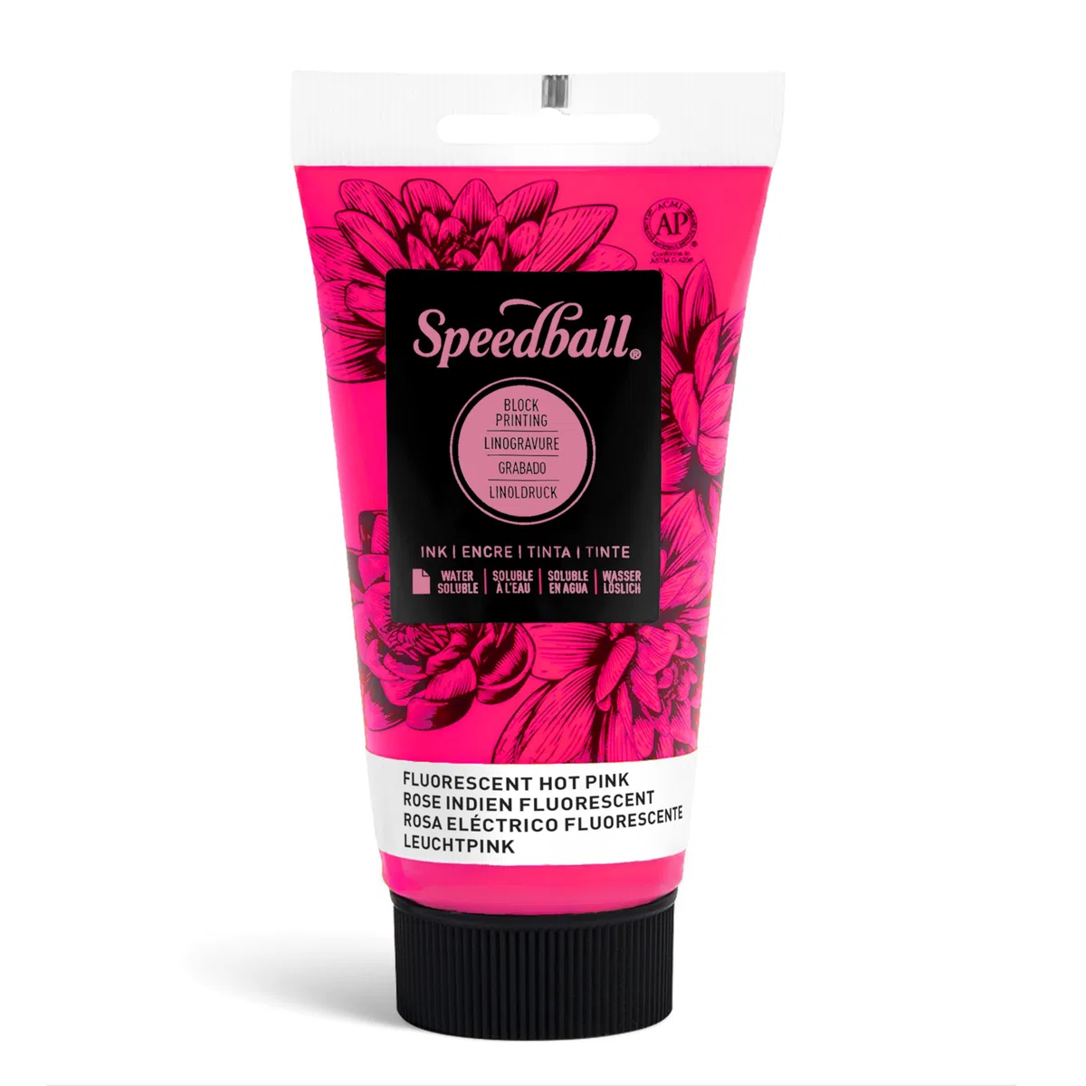Speedball Tinta de bloque soluble en agua de 75 ml, color rosa intenso, fluorescente, para impresión en bloque, Lino, serigrafía, para artistas