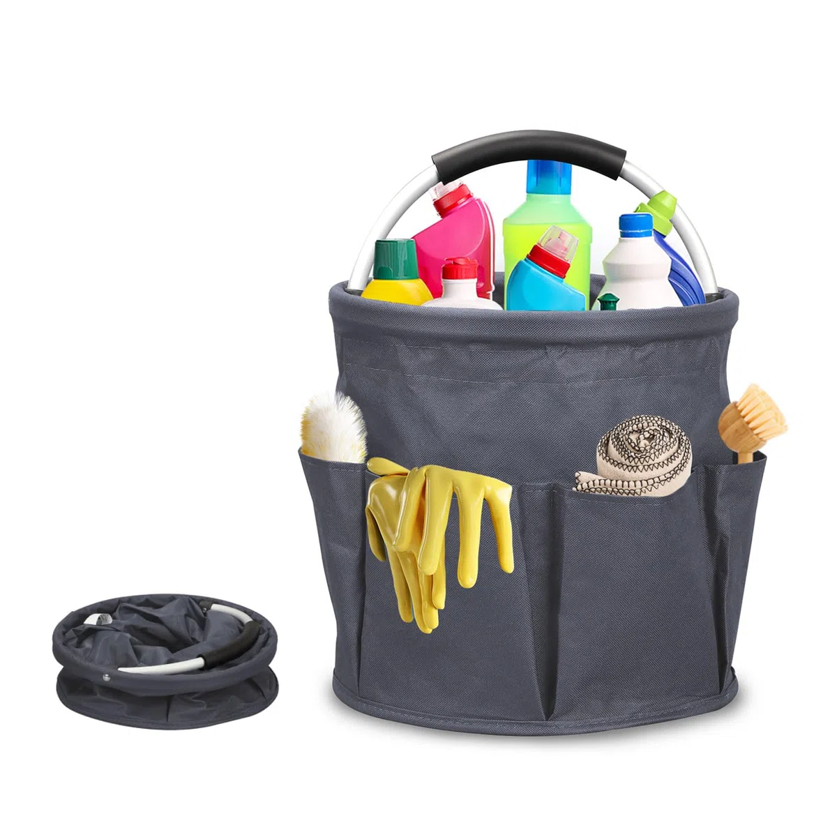mumisuto Cesta De Limpieza Con Manija,Organizador De Limpieza De Múltiples Bolsillos De Tela Oxford,Almacenamiento De Productos Para El Hogar Plegable,Bolsa De Limpieza De Cesta Para Hogar Impermeable