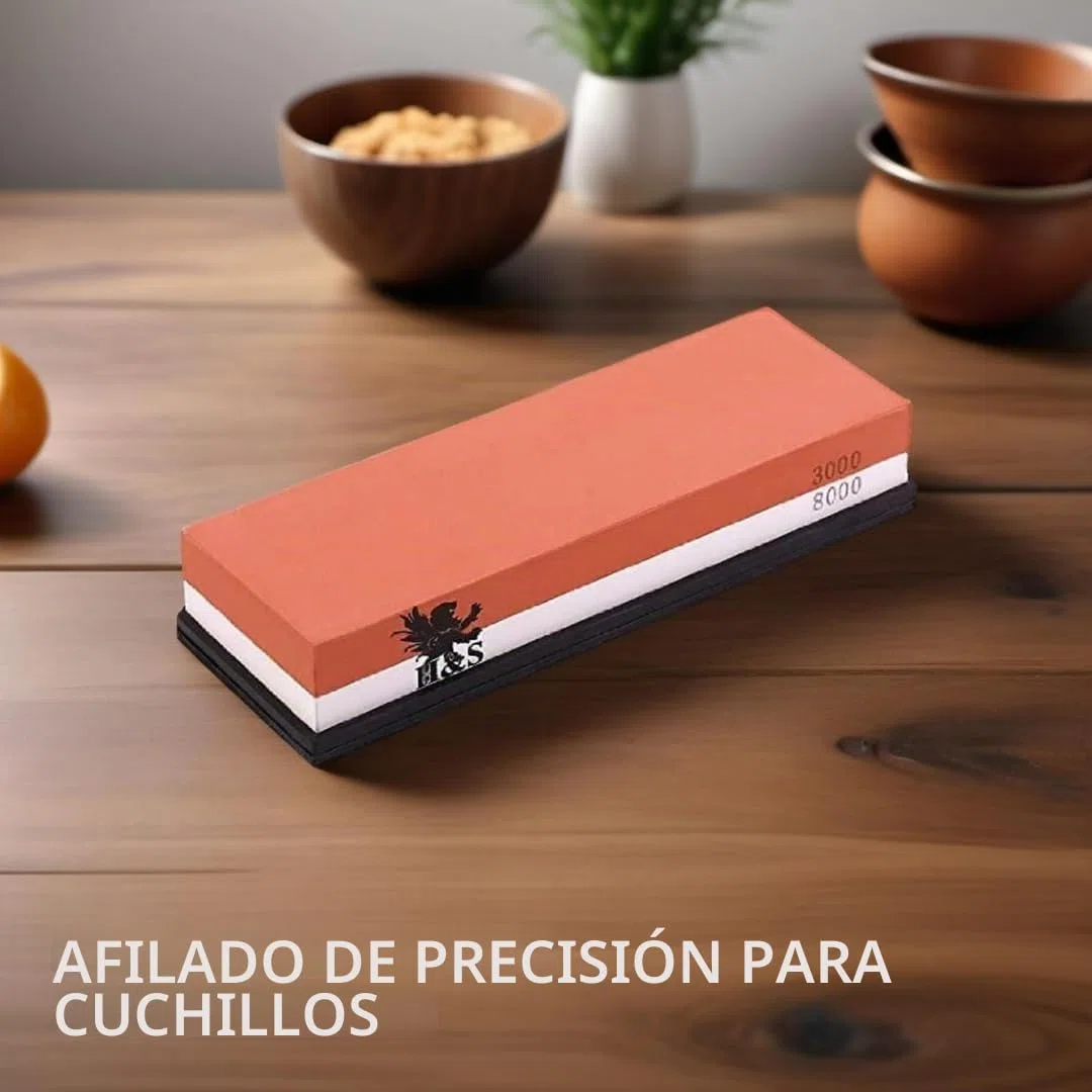 H&S. Afilador profesional de piedra de afilar con base de soporte de goma Grit 3000/8000