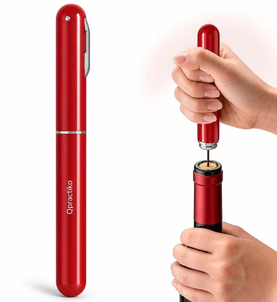 Sacacorchos de aire a presión con aguja inox | ABS resistente, 3 pasos de uso, extrae el corcho, apto para corchos naturales