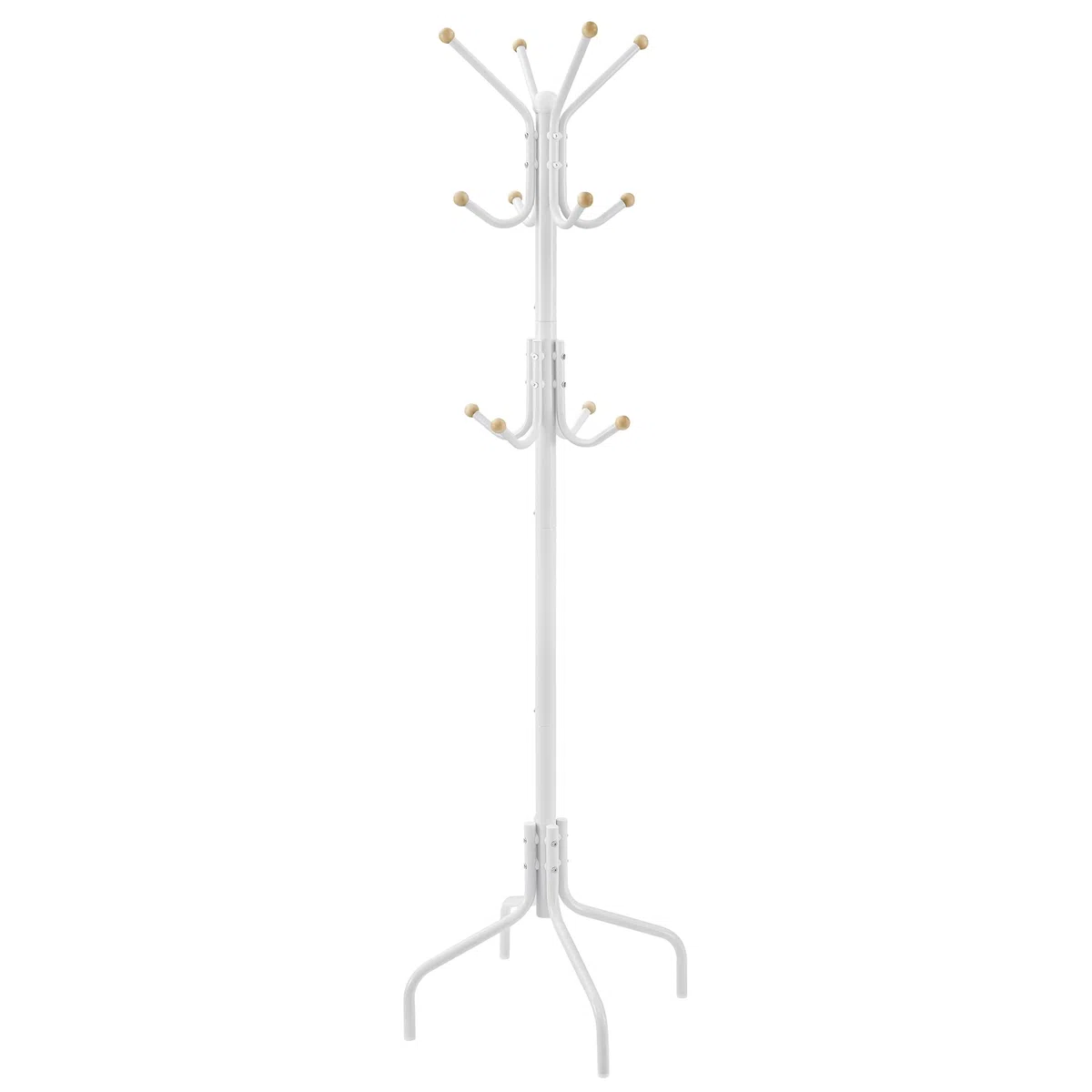 SONGMICS Perchero de Pie, Perchero de Metal con 12 Ganchos, 4 Patas, para Colgar Abrigos, Sombreros y Bolsos, para Entrada, Dormitorio, Oficina, Blanco RCR031W01