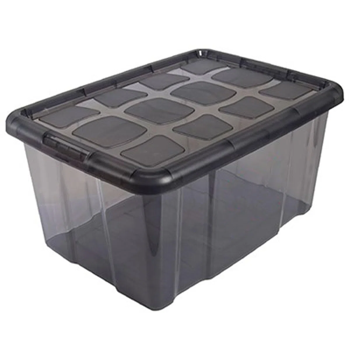 Acan Tradineur - Caja translúcida de almacenaje con tapa, plástico, cajón multiusos, ordenación, almacenamiento de objetos, hogar, fabricada en España, 60 litros, 29,7 x 61,5 x 45 cm, gris