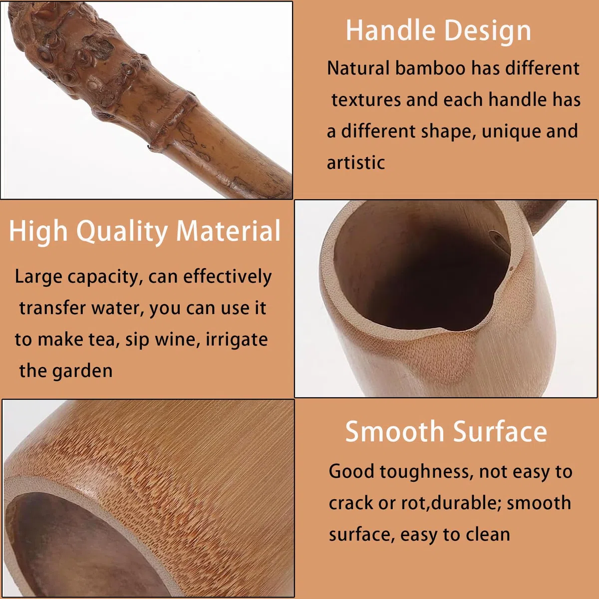 Cucharón de Bambú, Cucharón de Madera para Agua con Mango, Cucharón De Agua De Bambú Estilo Japonés, para Jardín, Hogar, Ceremonia Del Té