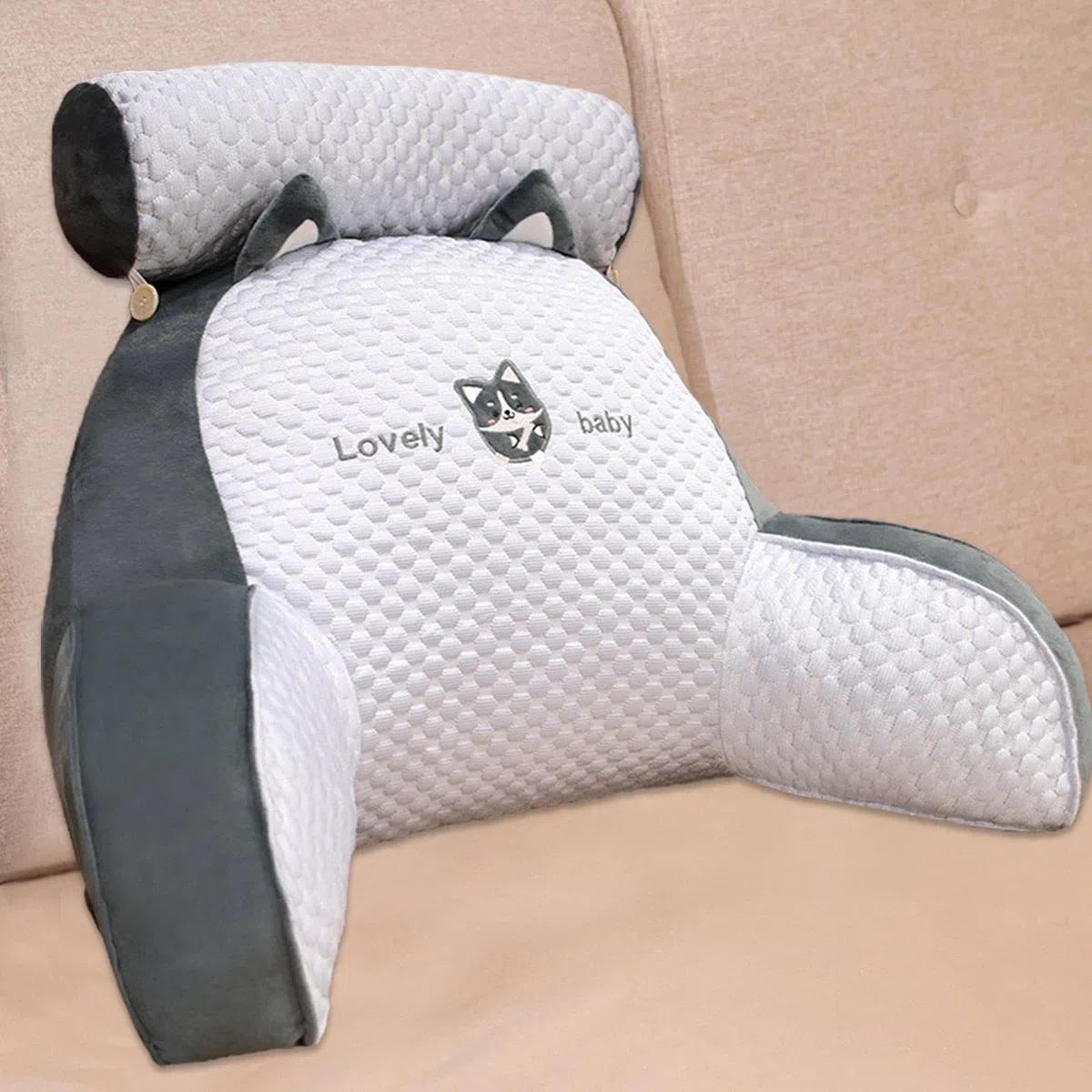 Cojín para cama de lectura, respaldos para sentarse en la cama, cojín de lectura para cama, cojín para el respaldo de la cama, cojín cómodo con reposabrazos, cojín de lectura para adultos,
