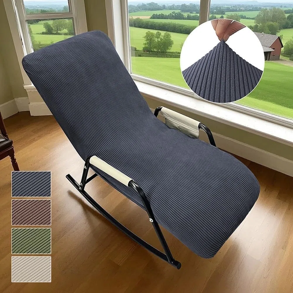 Funda Silla Mecedora Exterior Forro Polar 130-160 cm x 50-60 cm Funda Elasticizada Protectora Terraza Jardin Antideslizante Café(Green)