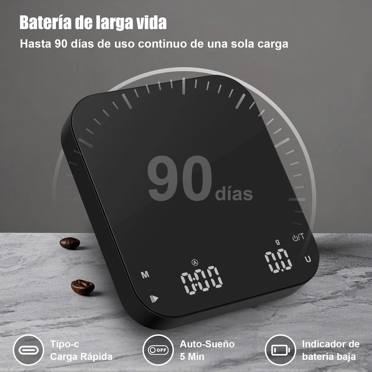 Bascula Cafe, [0.1g/3kg-Carga USB] Diyife Báscula de Café Digital con Temporizador, Escala de Café con LED Display, Tara Automática, Cubierta de Silicona, para Espresso y Goteo, Laboratorio, Joyería