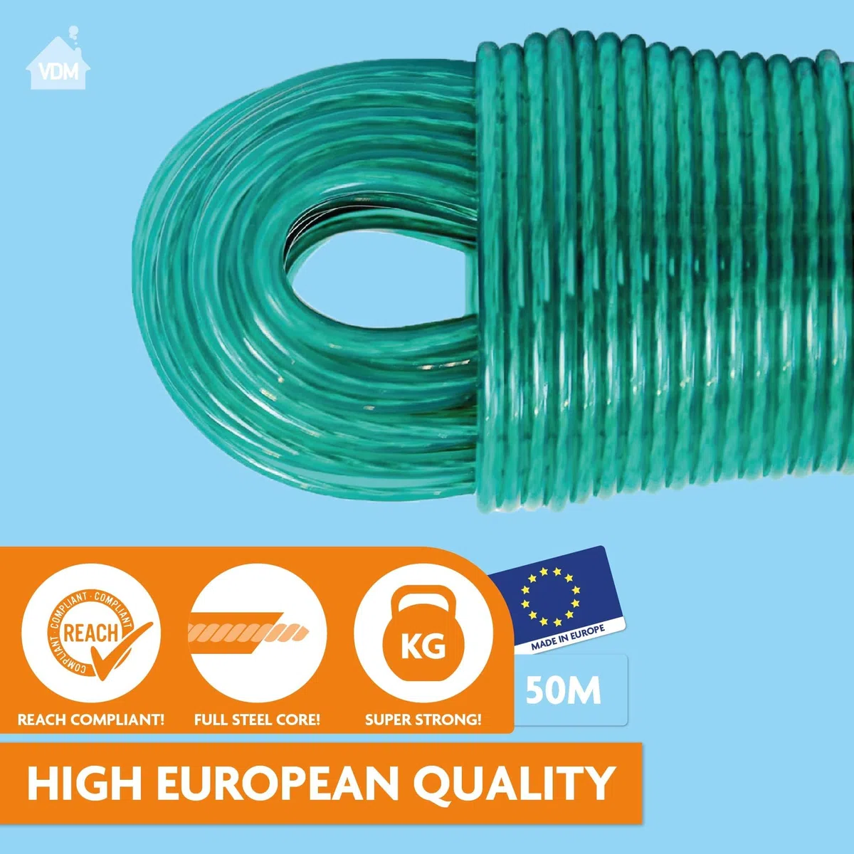 Tendedero 50 Metros con Alma de Acero - Hecho EN Holanda - Resistente a la Intemperie y Extra Largo - tendedero Antideslizante para casa y Camping - Extra Fuerte LaundrySpecialist