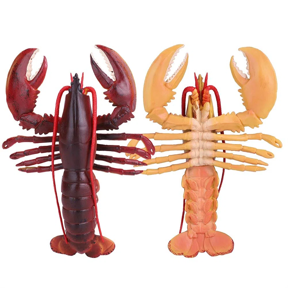 Decoración de langosta de plástico, langosta de plástico suave y(Dark-Australian Lobster, 23cm)