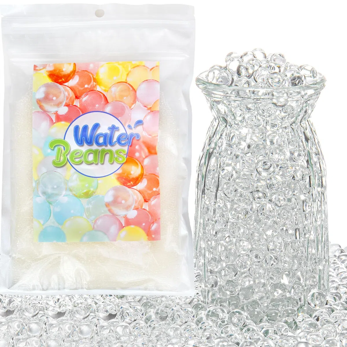 55.000 Perlas de Agua Transparentes para Plantas, Bolas de Gel Transparentes, Bolas de Agua Hidrogel para Jarrón, Decoración, Boda, Cumpleaños, Fiestas, Jardinería, Relleno de Plantas, Flores