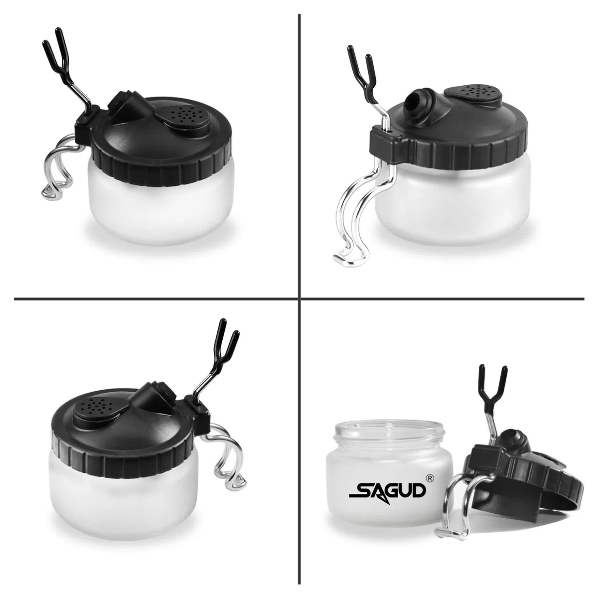 Kit de Limpieza de aerografo con cepillos de Limpieza, Agujas de Cepillo de Lavado, aerógrafo, Recipiente de Limpieza de Vidrio y Soporte