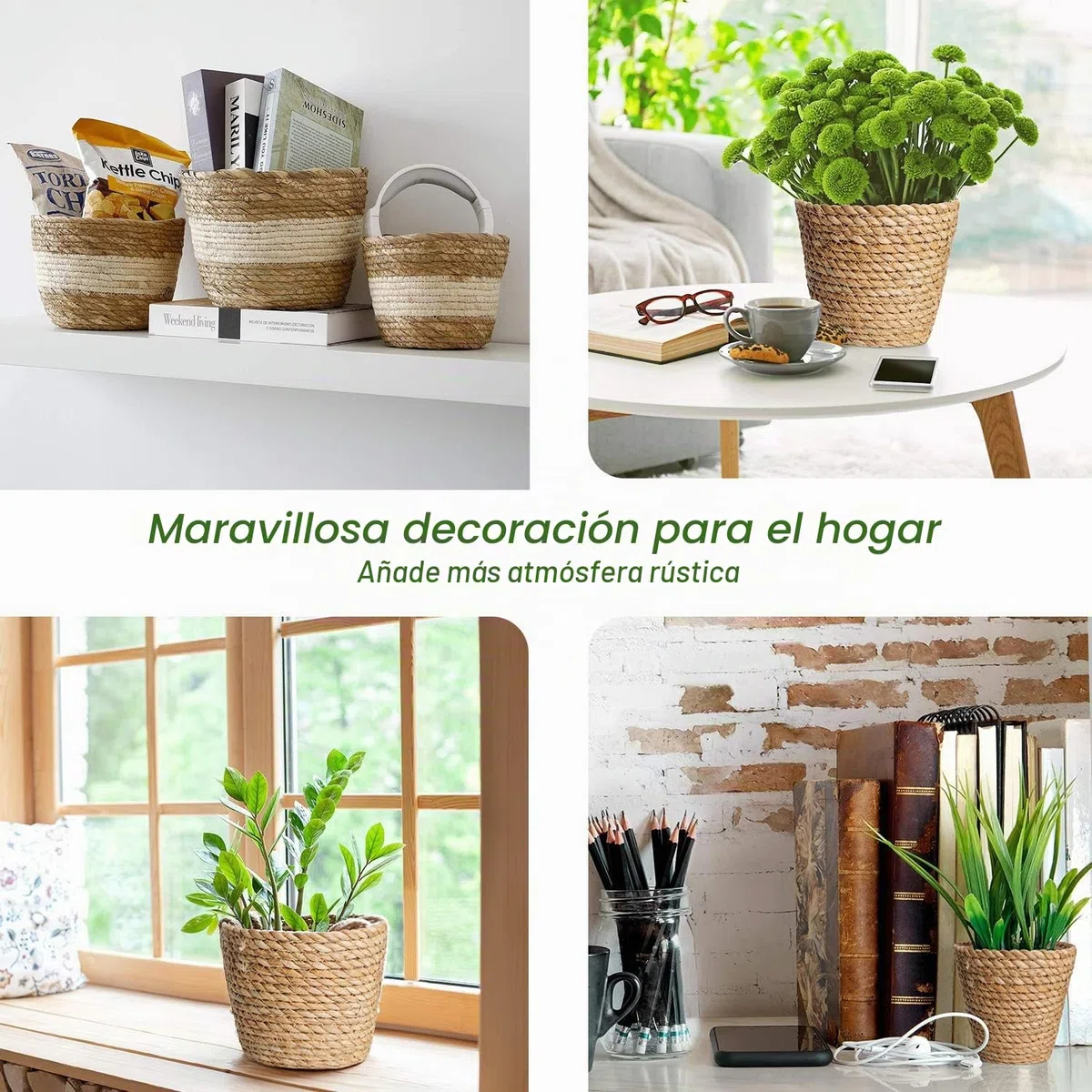 7Wunderbar Seagrass Basket, Plant Baskets, Flower Basket, Plant Basket, Plant Pots, Planters, Storage Basket, 18 cm